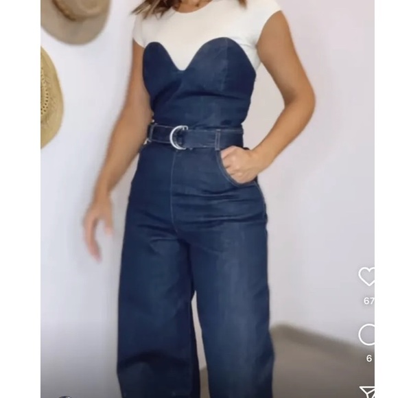 Zara Denim Bustier Jumpsuit - Picture 4 of 7